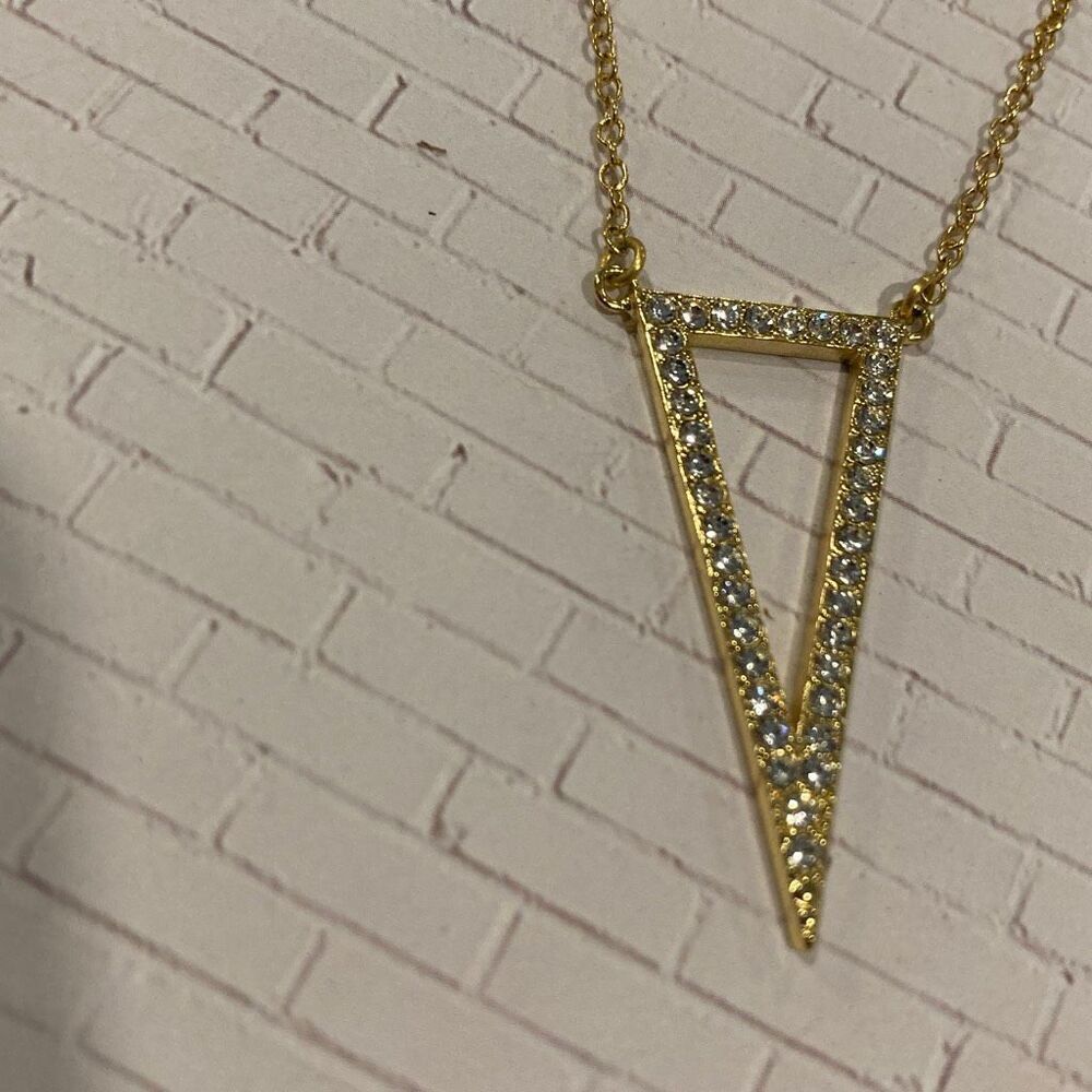 Crystal Triangle Necklace Gold - Picture 3 of 4